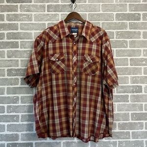 Vintage | Wrangler | Plaid Western Short Sleeve | Pearl Snaps | Mens Big Tall